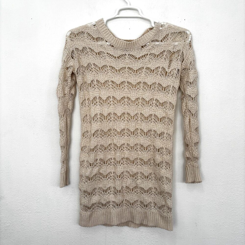 Open Knit Crochet Sweater Small Boho Earthy Granola Cottage Indie Layer